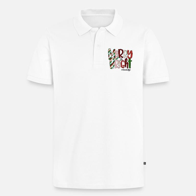 Merry Bright Festive Plaid Pattern - Männer Premium Bio Polo Shirt - Weiß
