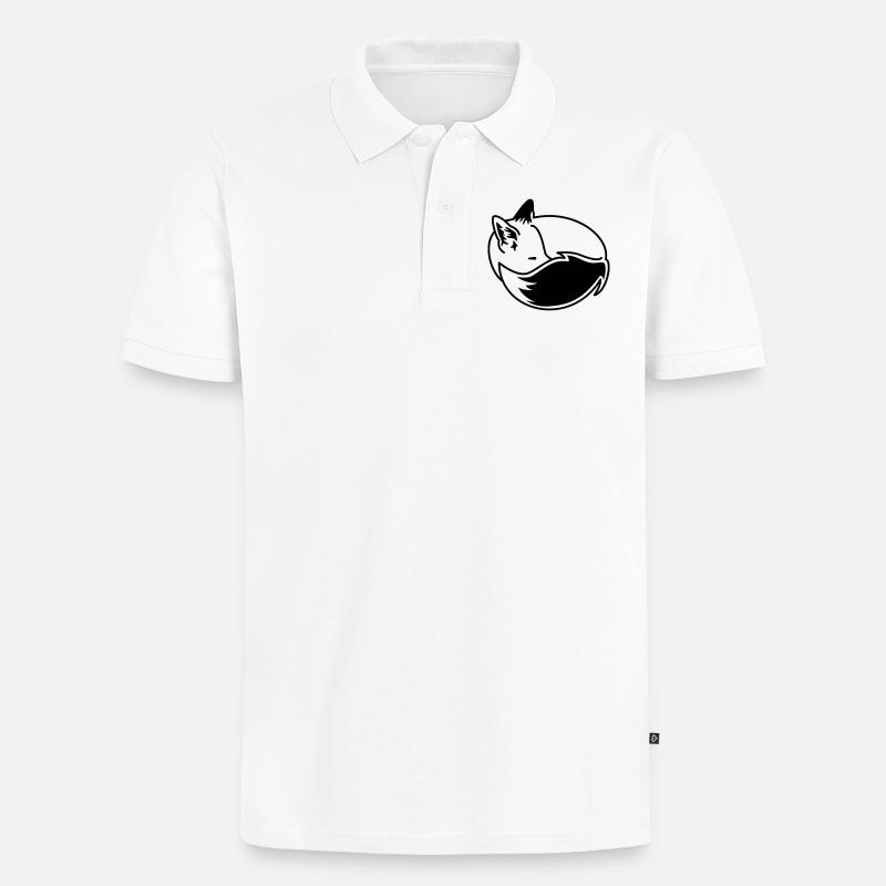 Fuchs eingekuschelt – Kawaii Fox Cartoon Design - Männer Premium Bio Polo Shirt - Weiß
