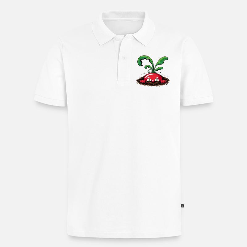 Neugieriges Radieschen aus der Erde  - Männer Premium Bio Polo Shirt - Weiß
