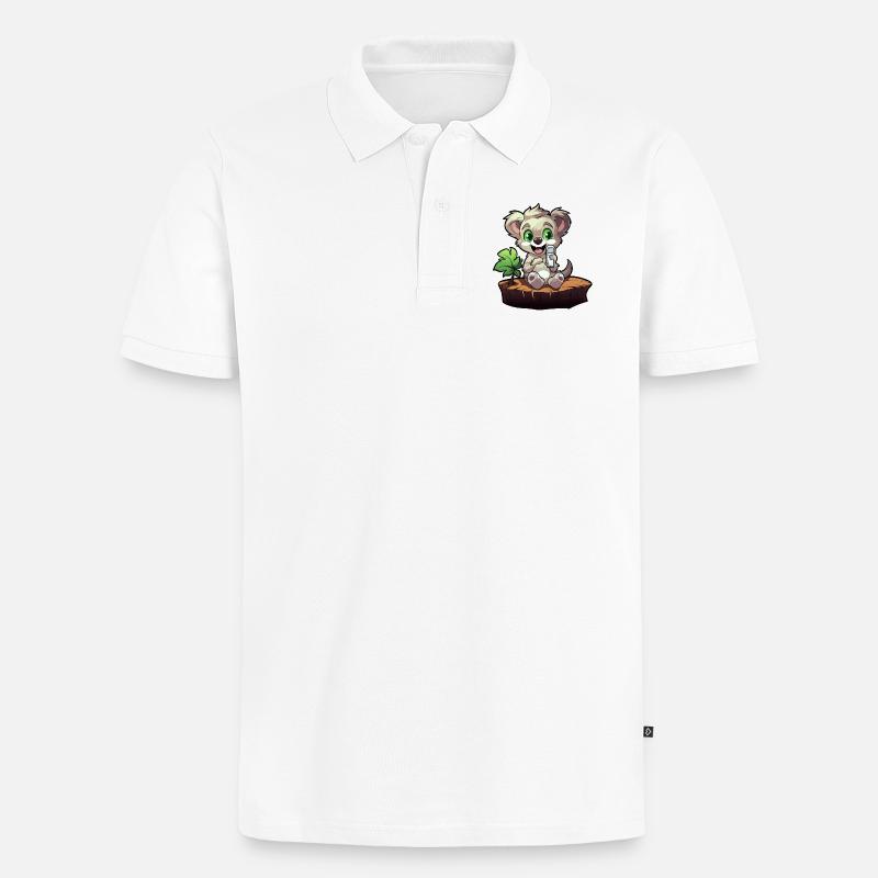 Kleiner Koala am Baumstumpf - Männer Premium Bio Polo Shirt - Weiß
