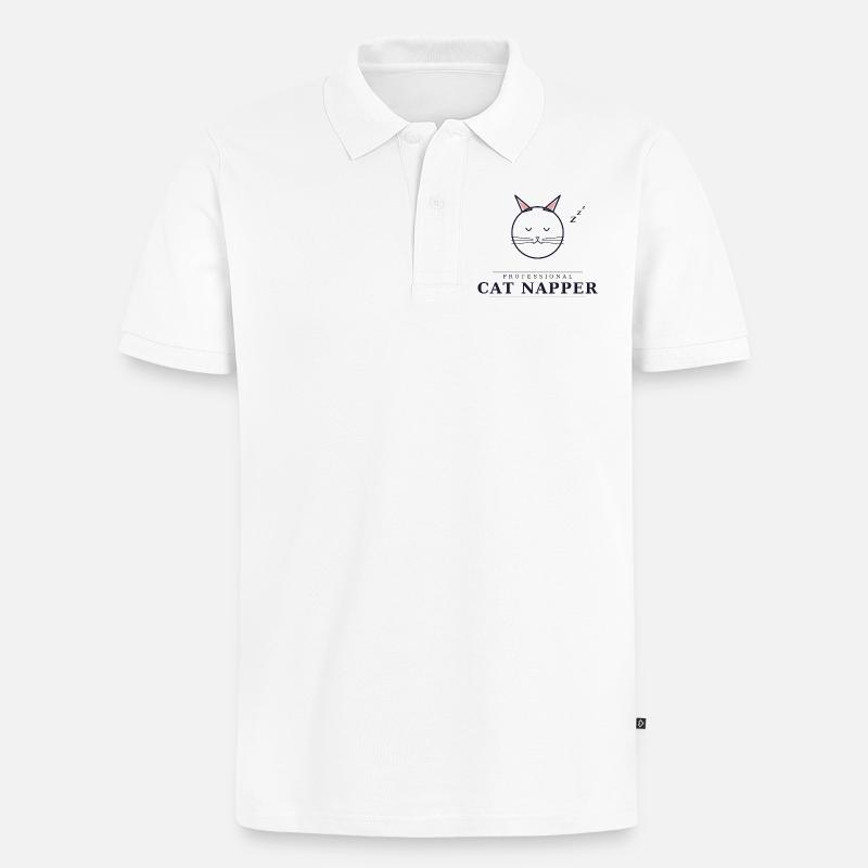 professional cat napper - Männer Premium Bio Polo Shirt - Weiß
