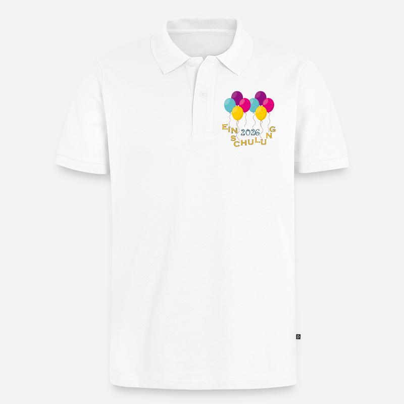 Bunte Ballons Einschulung - Männer Premium Bio Polo Shirt - Weiß