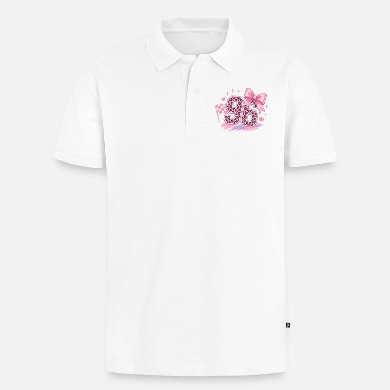 Leopard Pink 96 Glitzer - Männer Premium Bio Polo Shirt - Weiß