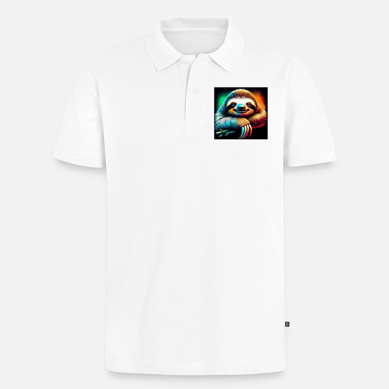 Faultier - Männer Premium Bio Polo Shirt - Weiß