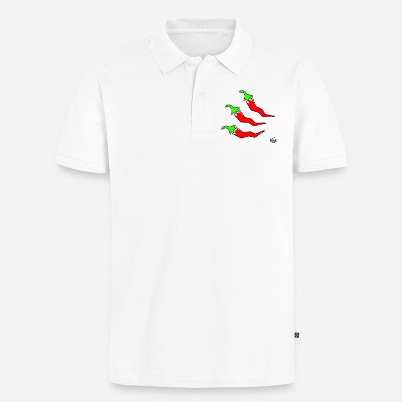 trois pepperonis - Polo bio Premium Homme - blanc