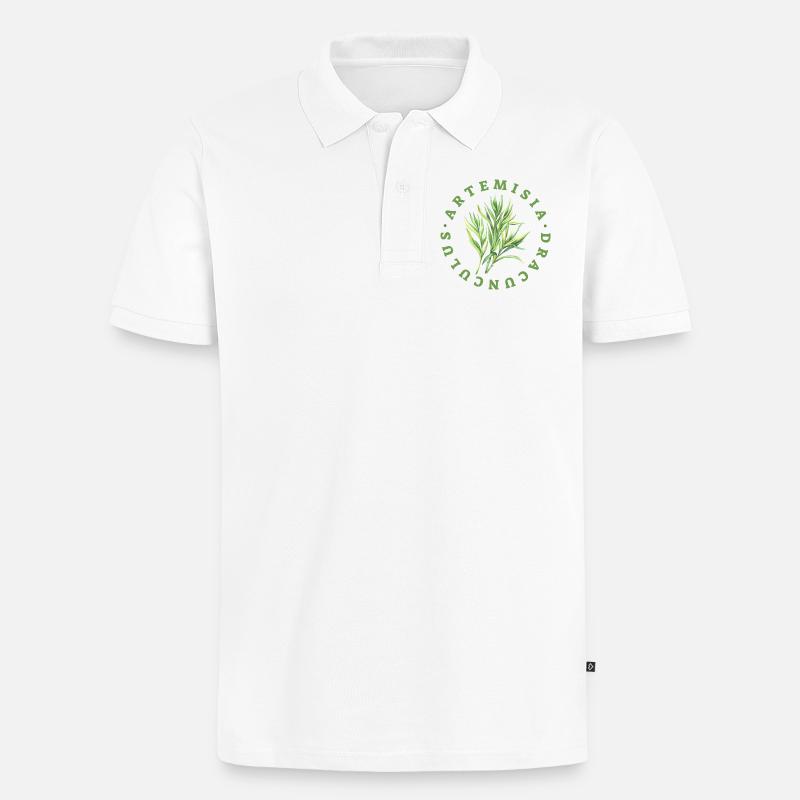 Artemisia Dracunculus Blattemblem - Männer Premium Bio Polo Shirt - Weiß