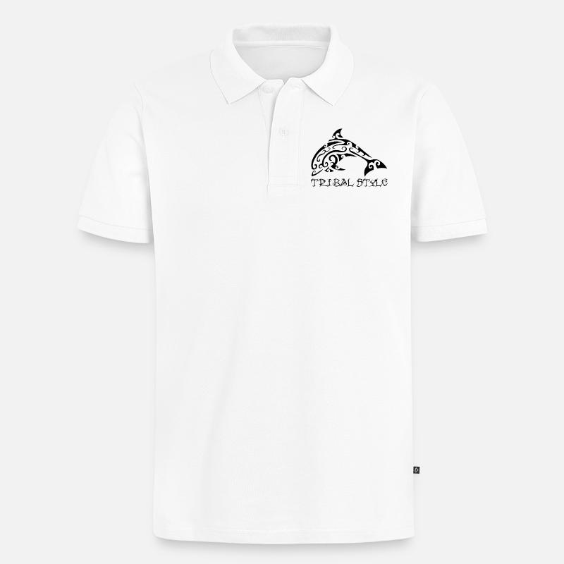 Polynesischer schwarzer Delfin - Männer Premium Bio Polo Shirt - Weiß