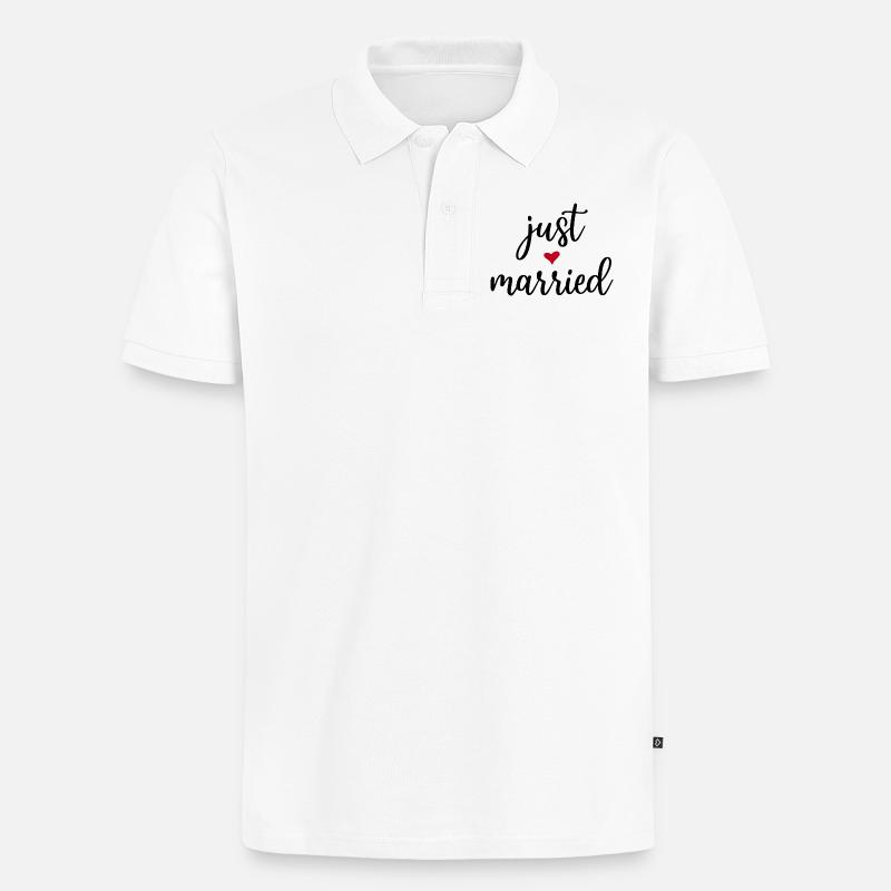 Just Married Geschenkidee - Männer Premium Bio Polo Shirt - Weiß