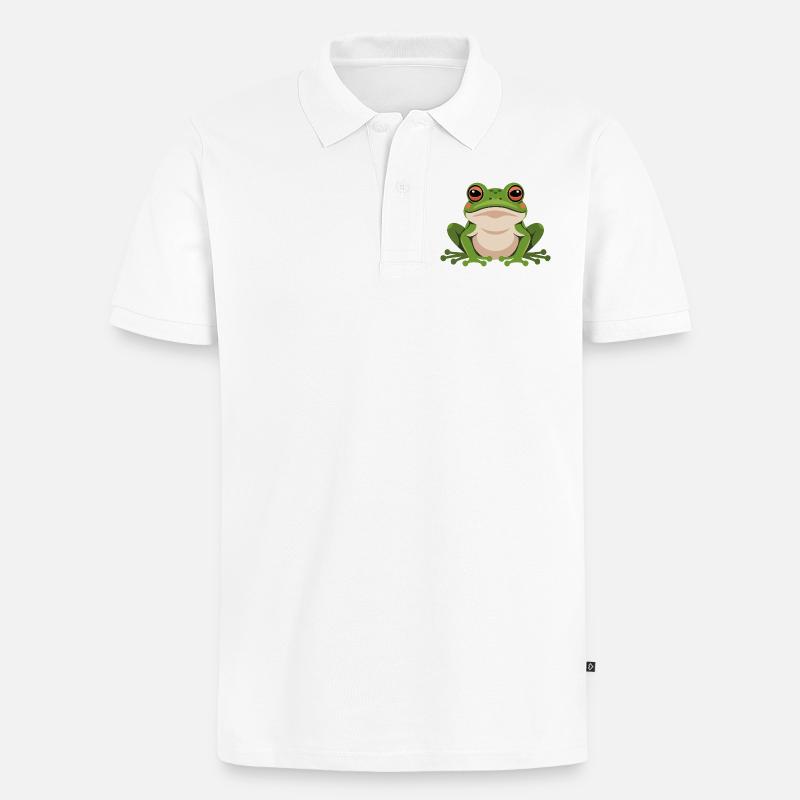 Frosch - Männer Premium Bio Polo Shirt - Weiß