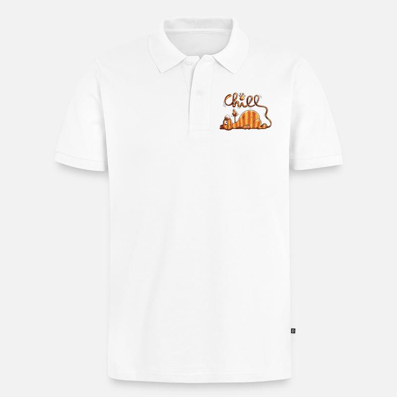 Die Chill Katze - Männer Premium Bio Polo Shirt - Weiß