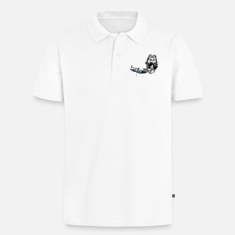 Pilot Mosquito - Männer Premium Bio Polo Shirt - Weiß