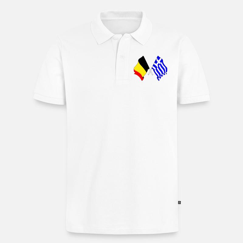 Drapeau Belgique, drapeau Grèce - Polo bio Premium Homme - blanc