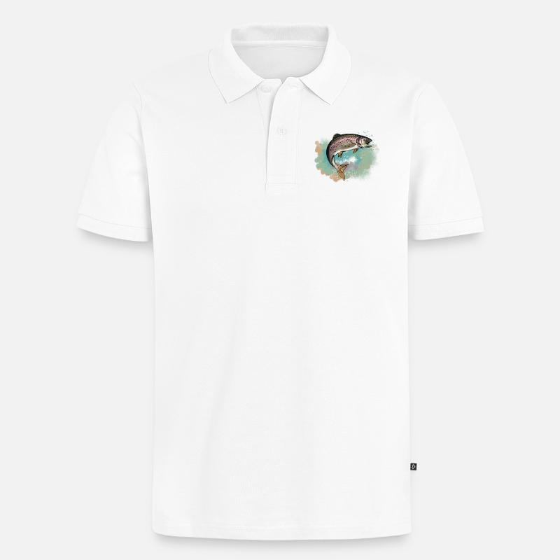 Forelle - Männer Premium Bio Polo Shirt - Weiß