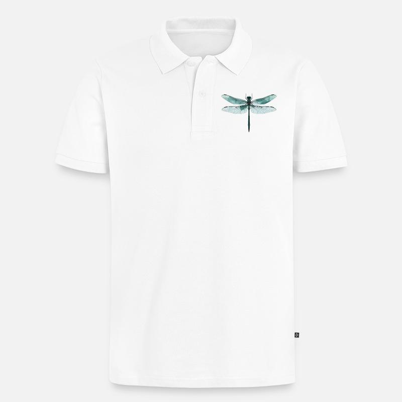Libelle. Libelle - Libelle - Libelle - Männer Premium Bio Polo Shirt - Weiß