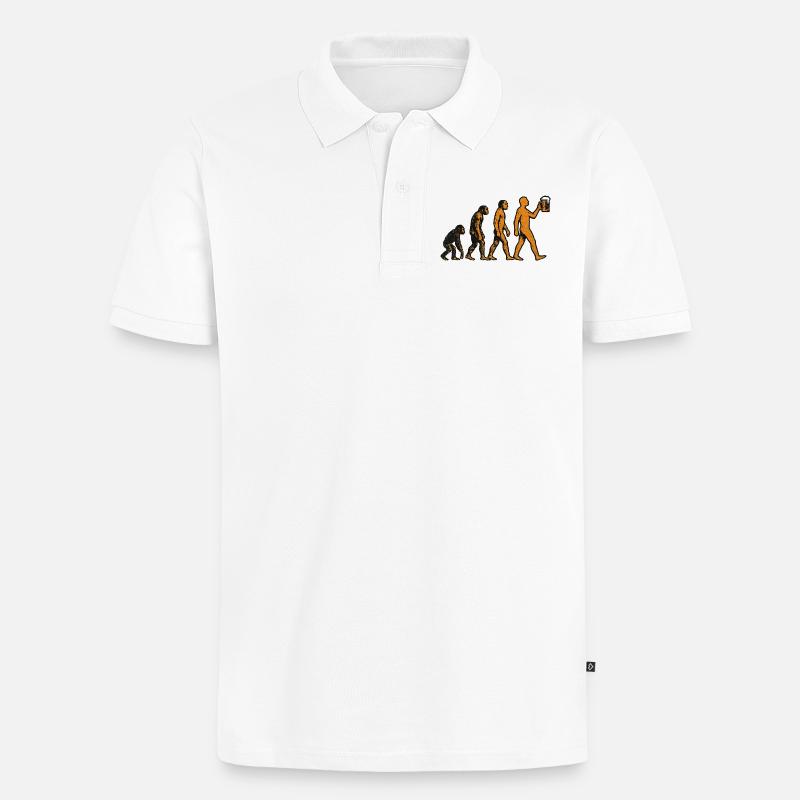 Evolution Bier - Männer Premium Bio Polo Shirt - Weiß
