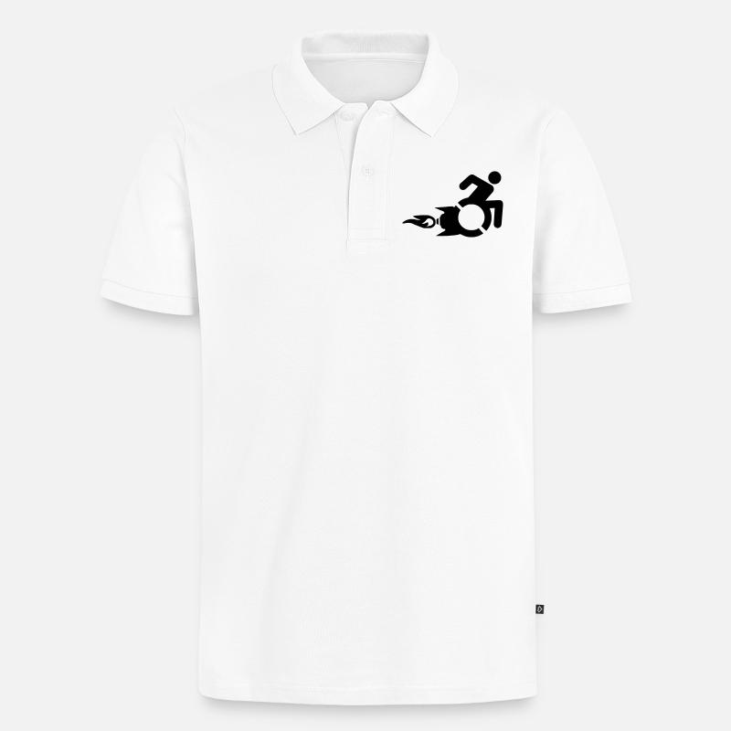 Rollstuhlfahrer mit Raketenantrieb # - Männer Premium Bio Polo Shirt - Weiß