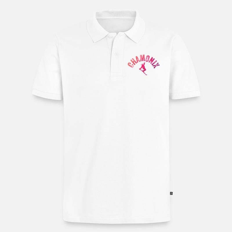 Chamonix Arch Skier Gradient - Männer Premium Bio Polo Shirt - Weiß