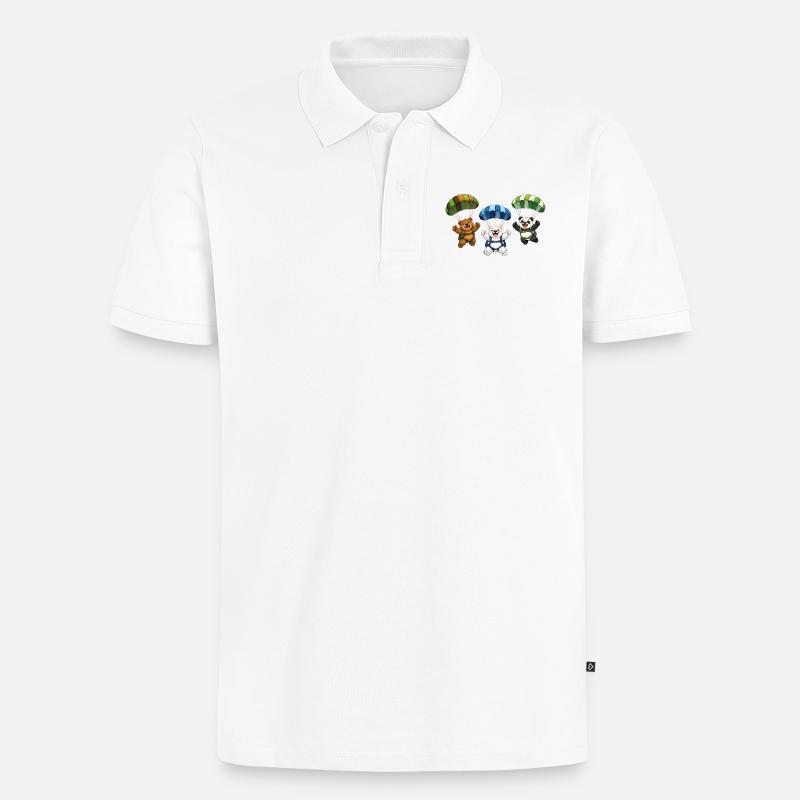 Drei Bären springen mit einem Fallschirm - Männer Premium Bio Polo Shirt - Weiß