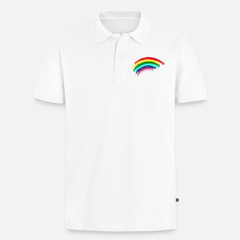Rainbow Regenbogen Hope - Männer Premium Bio Polo Shirt - Weiß