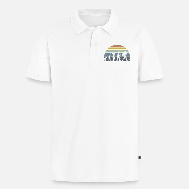 Die Evolution des Silhouettendesigns der Menschheit - Männer Premium Bio Polo Shirt - Weiß