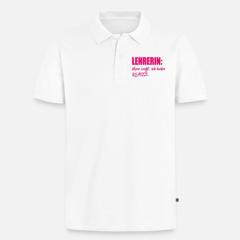 Lehrerin Sprüche KOMPLIMENTE - Männer Premium Bio Polo Shirt - Weiß