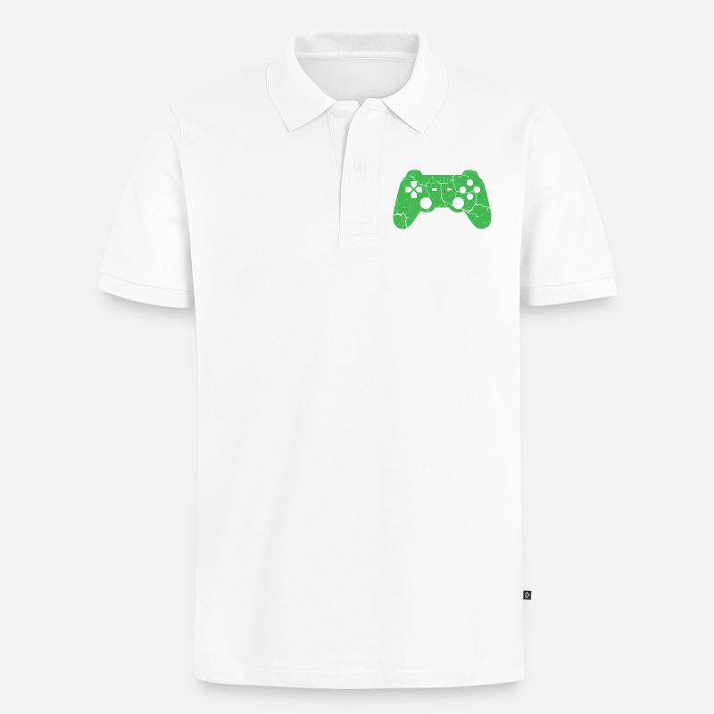 Controller-Gaming - Männer Premium Bio Polo Shirt - Weiß