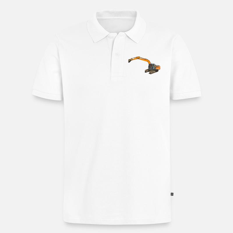 Löffelbagger greift ein - Männer Premium Bio Polo Shirt - Weiß