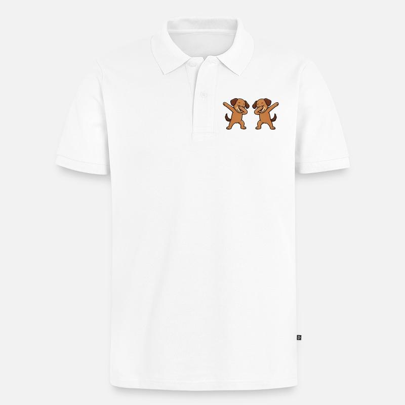 Hund Dabbing Comic - Männer Premium Bio Polo Shirt - Weiß