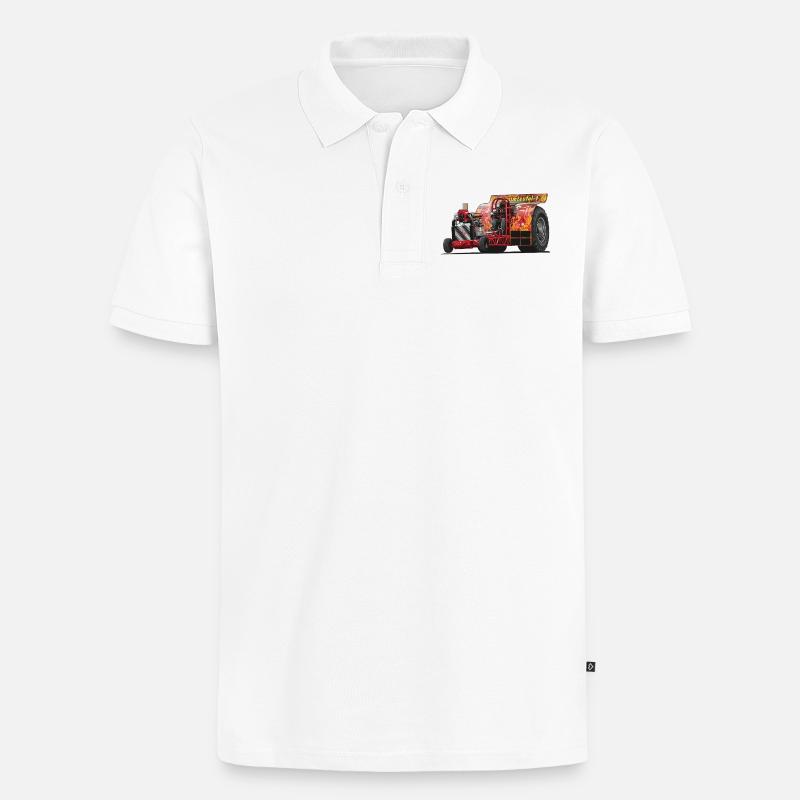 Tractor Pulling // Illustration - Männer Premium Bio Polo Shirt - Weiß