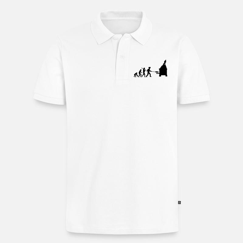 Evolution Pizza Bäcker - Männer Premium Bio Polo Shirt - Weiß