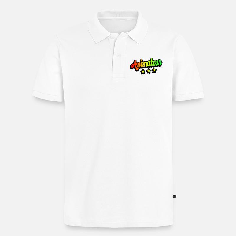Animateur Regenbogen Design - Männer Premium Bio Polo Shirt - Weiß