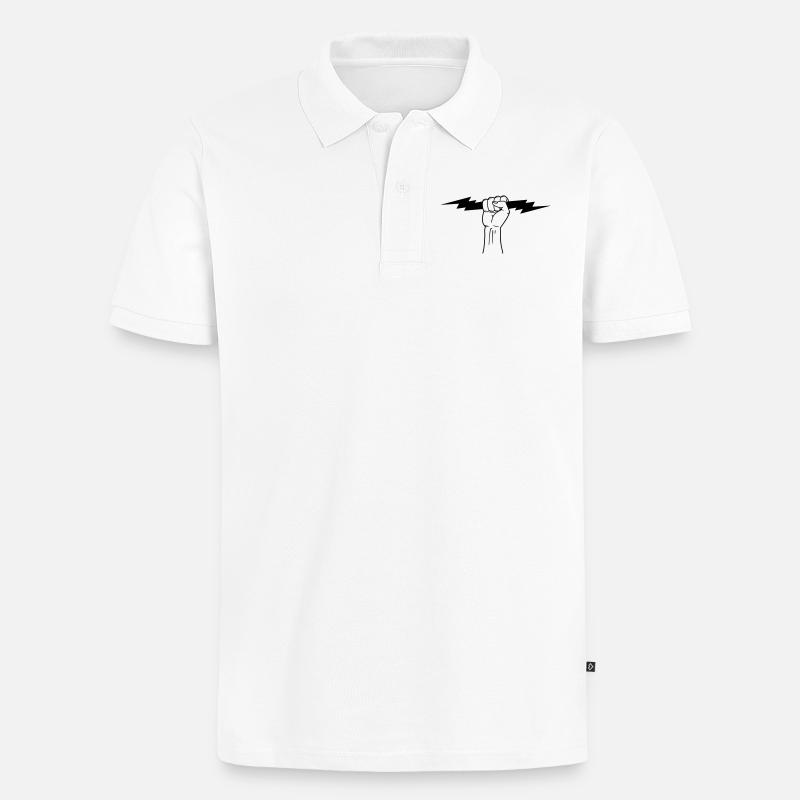 Blitz in der Faust - Männer Premium Bio Polo Shirt - Weiß