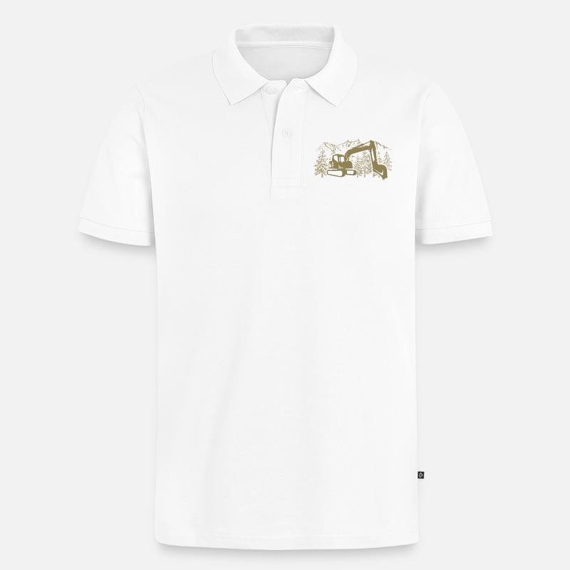 Bagger Silhouette Baugeräteführer Arbeit - Männer Premium Bio Polo Shirt - Weiß