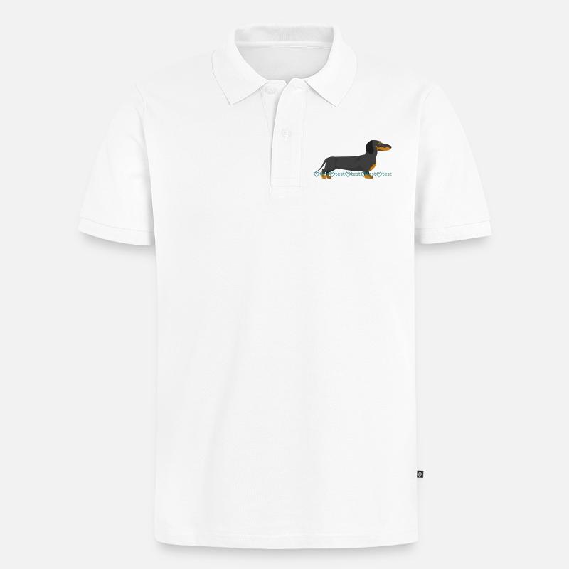 Dackel Silhouette mit Wasserzeichen Muster - Männer Premium Bio Polo Shirt - Weiß