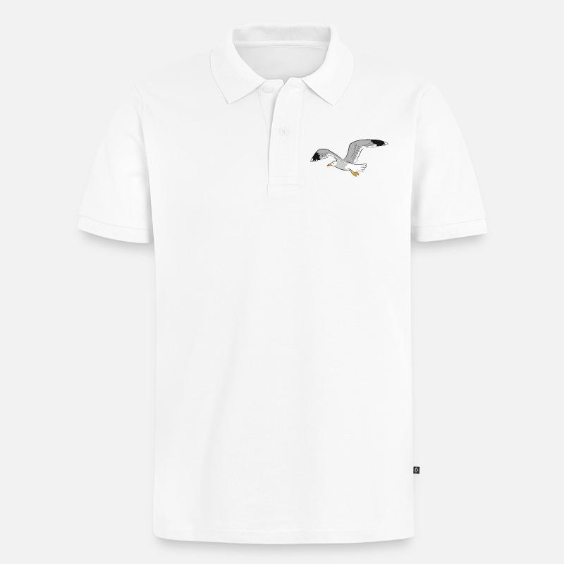 moewe vogel strand - Männer Premium Bio Polo Shirt - Weiß