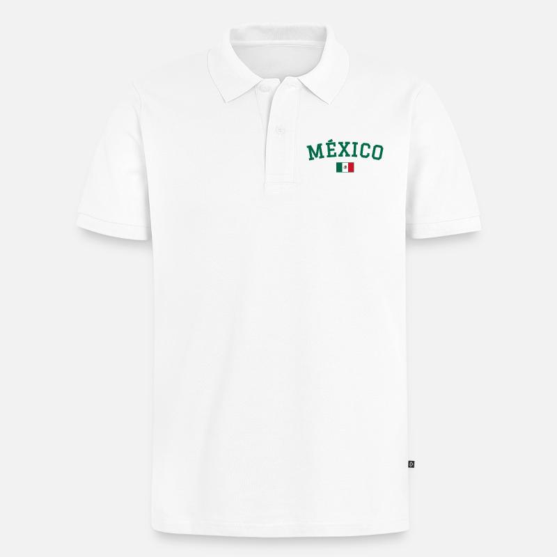 Drapeau du Drapeau du Mexique Vert - Polo bio Premium Homme - blanc