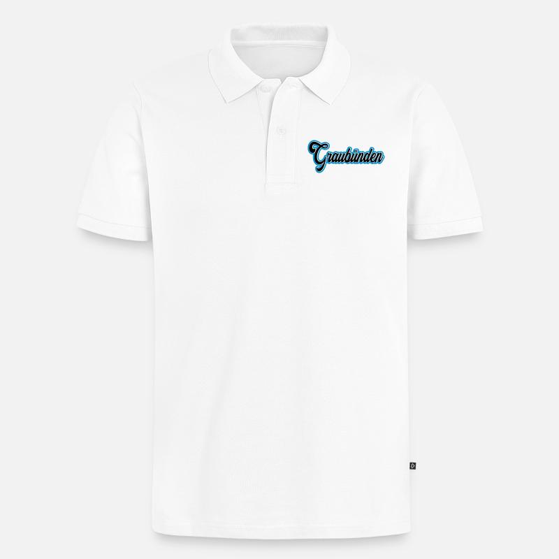 Graubünden Script mit Blau Outline - Männer Premium Bio Polo Shirt - Weiß