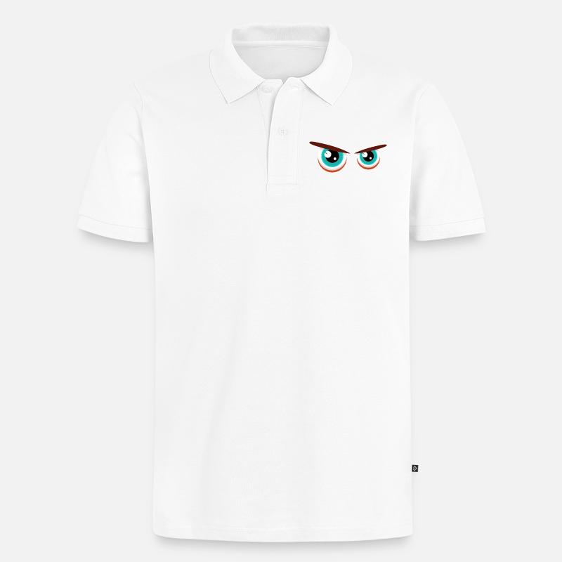 Intensive Blickblicke mit angespannter Mimik - Männer Premium Bio Polo Shirt - Weiß