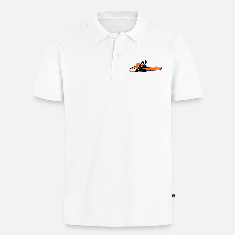Tronçonneuse Tronçonneuse Bûcheron Bûcheron - Polo bio Premium Homme - blanc