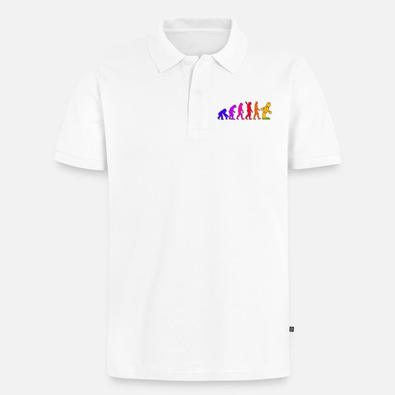 Klemmbaustein Evolution Menschheit Noppenbaustein - Männer Premium Bio Polo Shirt - Weiß