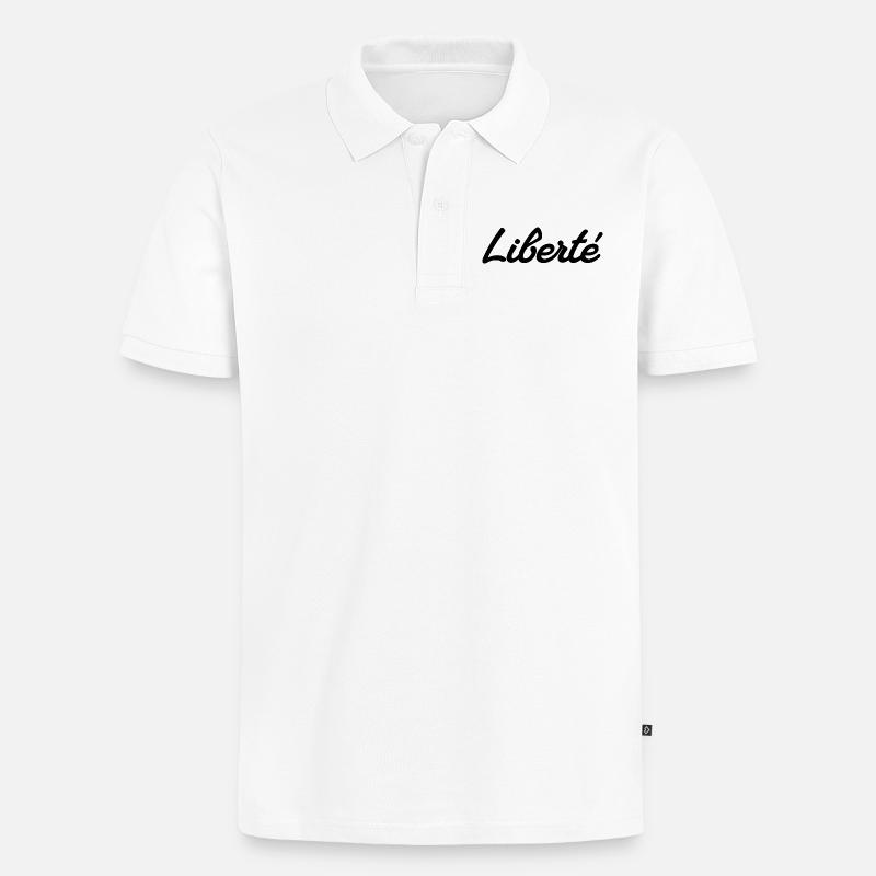 LIBERTÉ – Signature Script - Polo bio Premium Homme - blanc