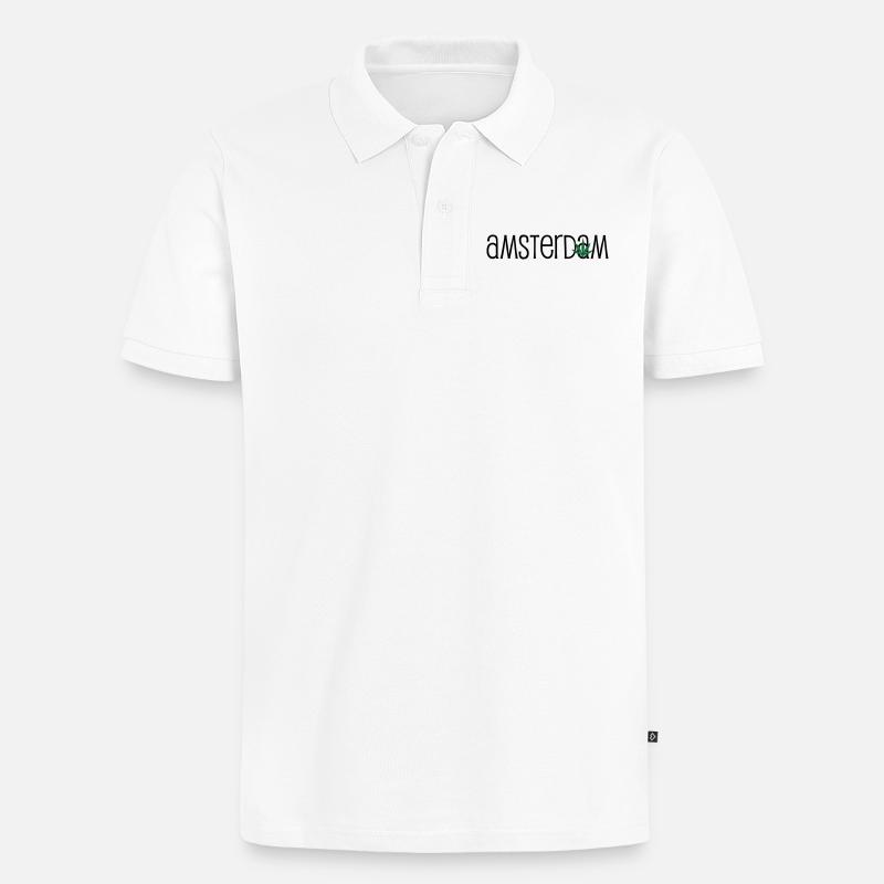Amsterdam - Cannabis - Weed - Männer Premium Bio Polo Shirt - Weiß