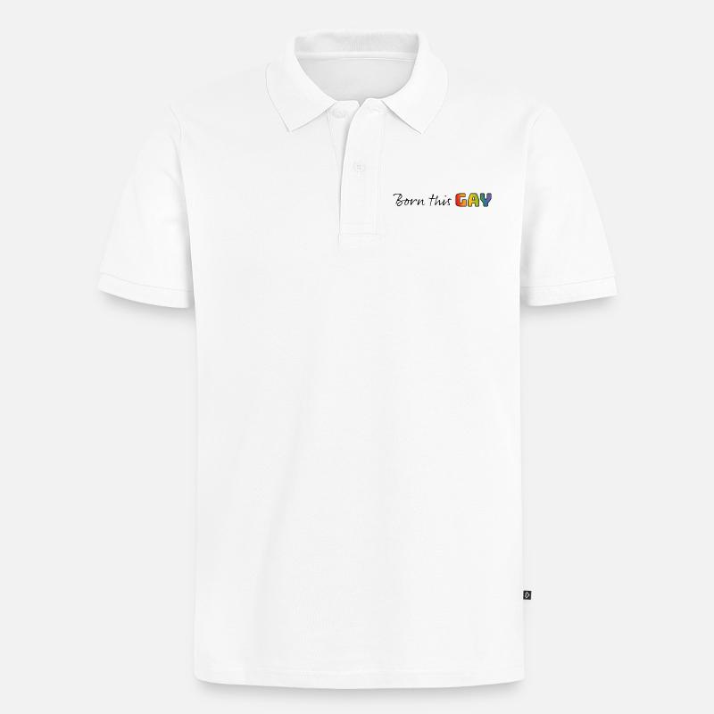 Regenbogen born this gay - Männer Premium Bio Polo Shirt - Weiß