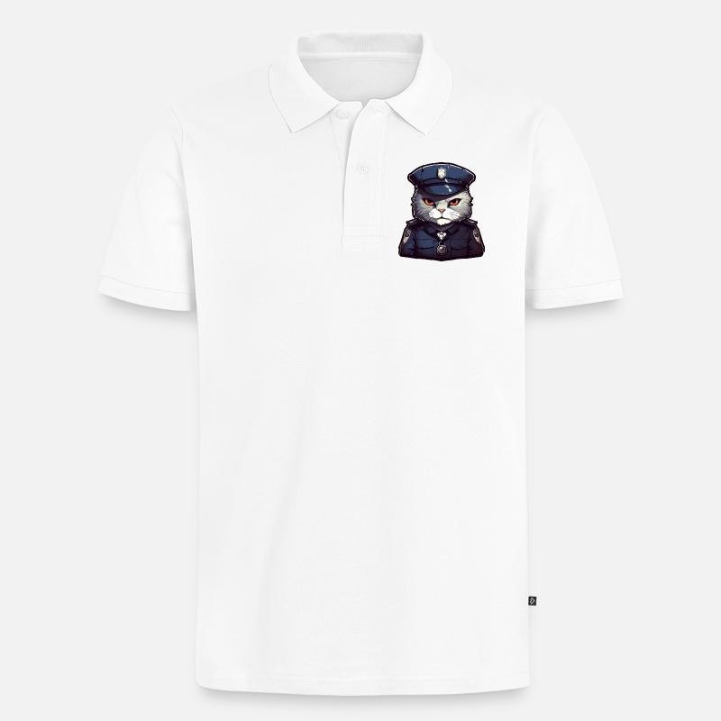 Polizei Katze - Männer Premium Bio Polo Shirt - Weiß