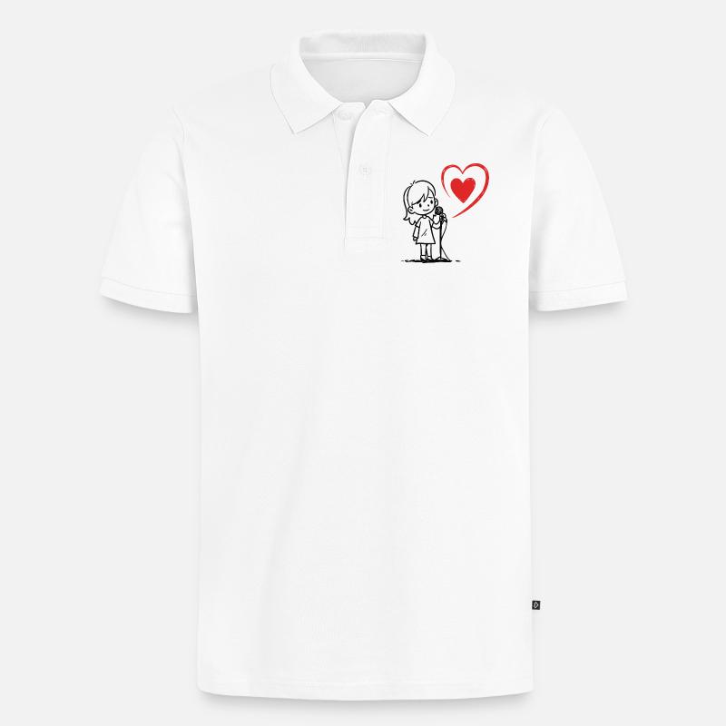 Mädchen singt mit einer Herznote - Männer Premium Bio Polo Shirt - Weiß