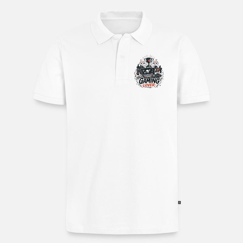 Gaming Lover Retro Controller - Männer Premium Bio Polo Shirt - Weiß