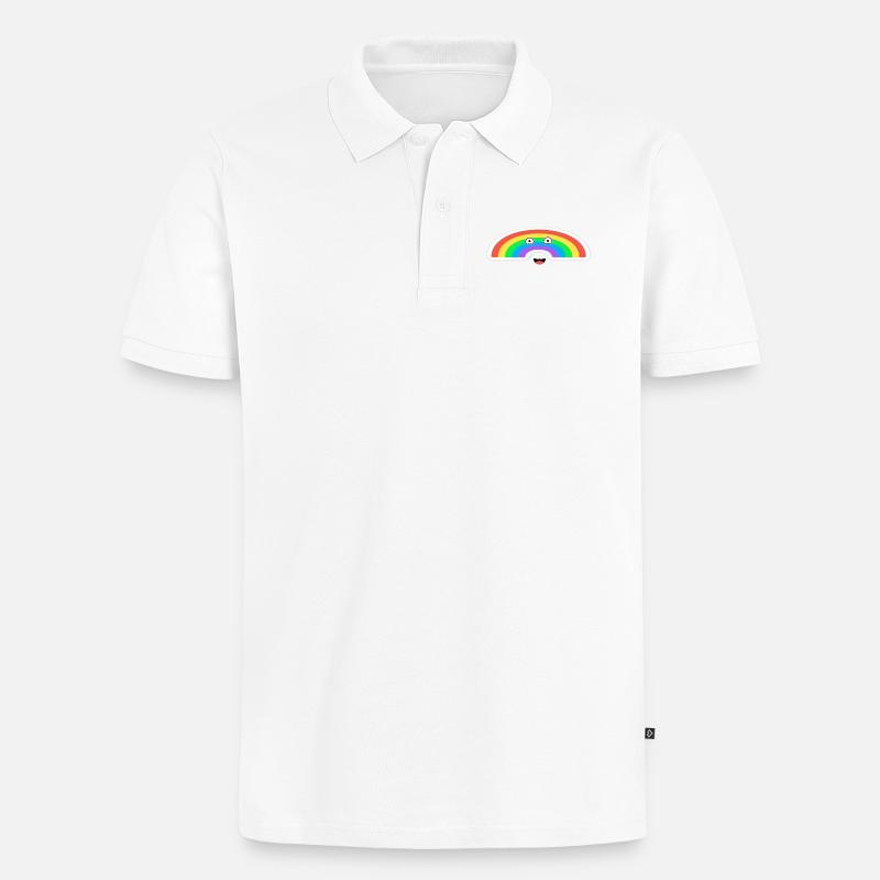 Lebhafte Regenbogenanimation  - Männer Premium Bio Polo Shirt - Weiß