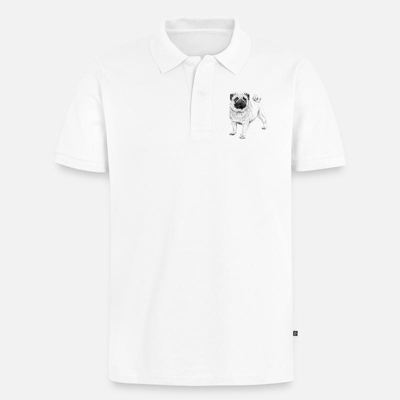 Mops - Männer Premium Bio Polo Shirt - Weiß