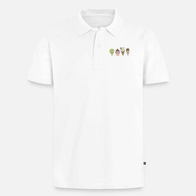 Eis Eisdiele Eiscafe - Männer Premium Bio Polo Shirt - Weiß