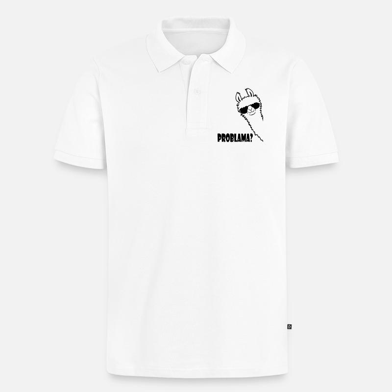 Lama Problama Frage - Männer Premium Bio Polo Shirt - Weiß